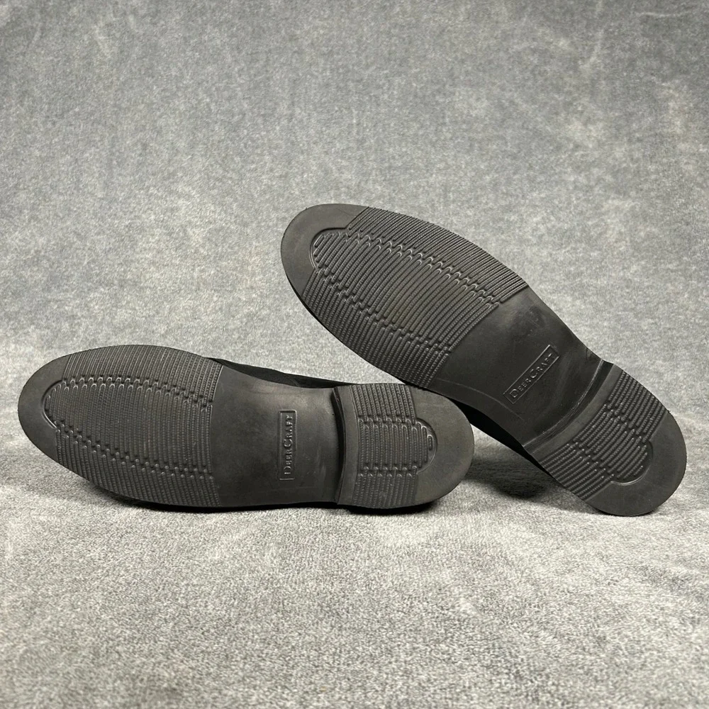 DeerCraft Black Pebbled Leather Penny Loafers Moc Toe Slip On Shoes Mens 13